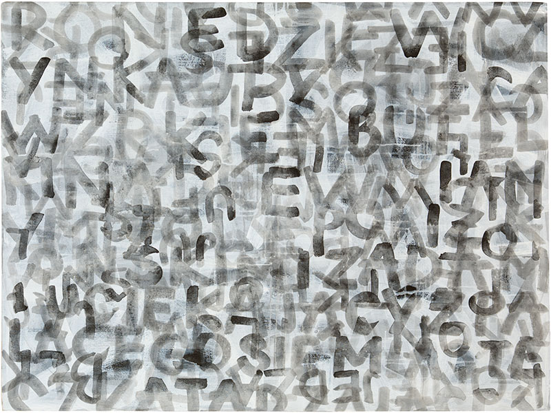 Karina Waschko, Écritures 1, 2011, 97 x 130 cm, acrylique et encre sur toile