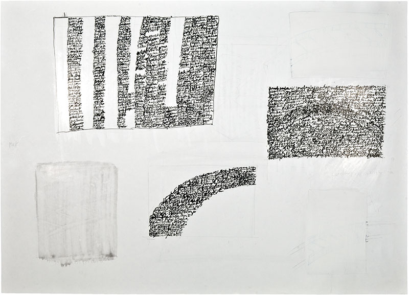 Karina Waschko, Écritures 4, 2011, 50 x 70 cm, encre et acrylique sur carton