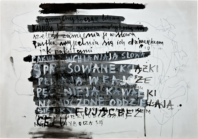 Karina Waschko, Écritures 7, 2011, 50 x 71,7 cm, encre et acrylique sur carton