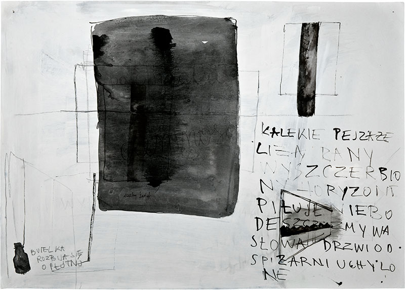 Karina Waschko, Écritures 9, 2011, 51 x 71,8 cm, encre et acrylique sur carton 