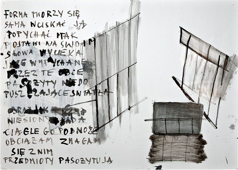 Karina Waschko, Écritures 10, 2011, 51 x 72 cm, encre et acrylique sur carton