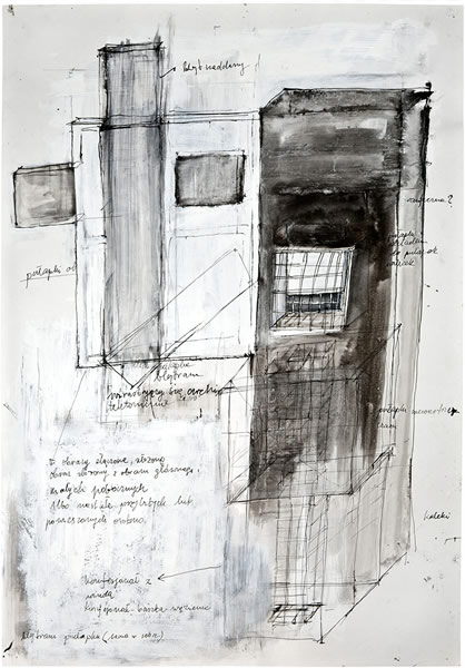 Karina Waschko, Fils de fer 4, 2007, 72 x 50,1 cm, encre et acrylique sur carton