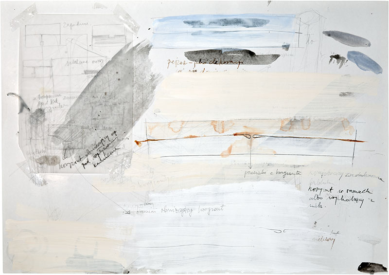 Karina Waschko, Fils de fer 7, 2007, 50,8 x 72 cm, calque, encre et acrylique sur carton