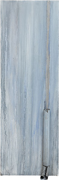 Karina Waschko, Gouttières et boîtes 2, 2006, 180 x 60 cm, acrylique et gouttière sur toile