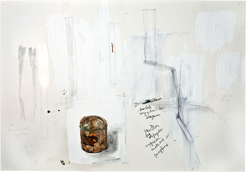 Karina Waschko, Gouttières et boîtes 14, 2007, 50 x 71,8 cm, encre et acrylique sur carton
