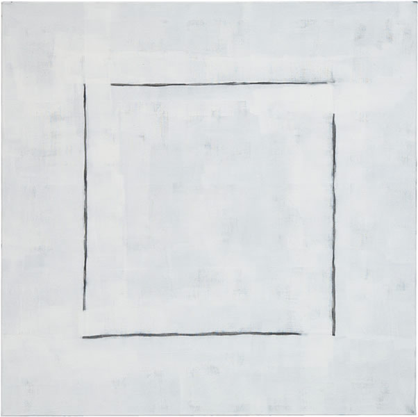 Karina Waschko, Traits et trous 3, 2010, 110 x 110 cm, acrylique et fusain sur toile 