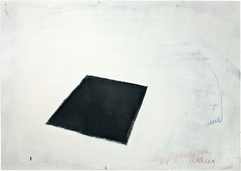 Karina Waschko, Traits et trous 8, 50,7 x 72 cm, encre et acrylique sur carton 