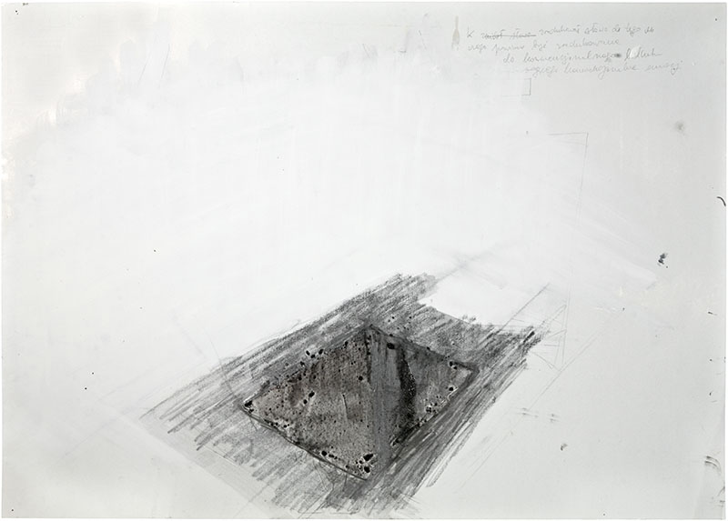 Karina Waschko, Traits et trous 9, 50 x 70 cm, encre et acrylique sur carton 
