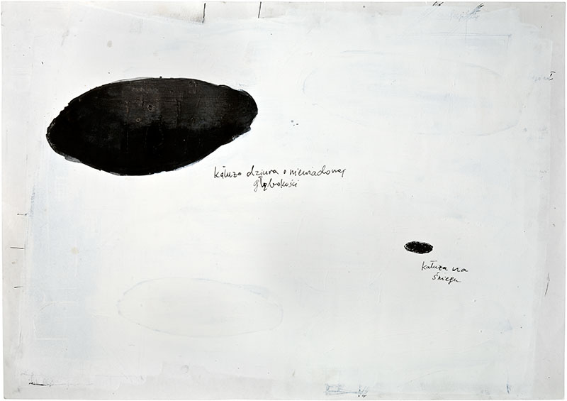Karina Waschko, Traits et trous 11, 50,7 x 72 cm, encre et acrylique sur carton 