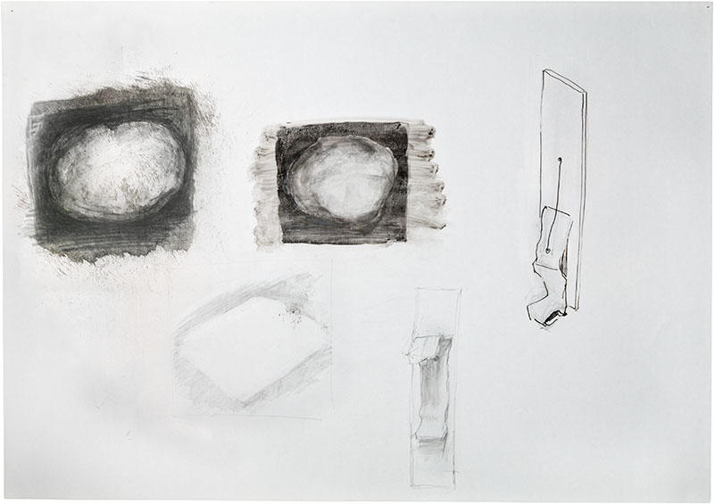 Karina Waschko, Traits et trous 15, 50,7 x 72 cm, encre et acrylique sur carton 