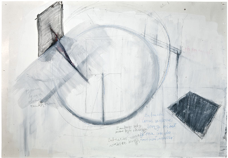 Karina Waschko, Traits et trous 16, 50 x 72 cm, encre et acrylique sur carton 