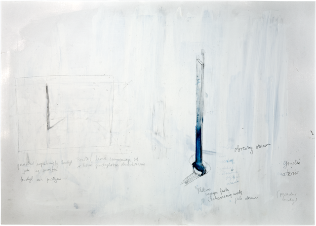 Gouttières et boîtes 12, 2006, 50 x 72 cm, encre et acrylique sur carton