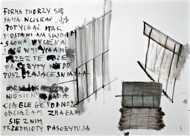 Écritures 10, 2011, 51 x 72 cm, encre et acrylique sur carton
