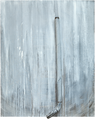 Gouttières et boîtes 1, 2006, 162 x 130 cm, acrylique et gouttière sur toile 