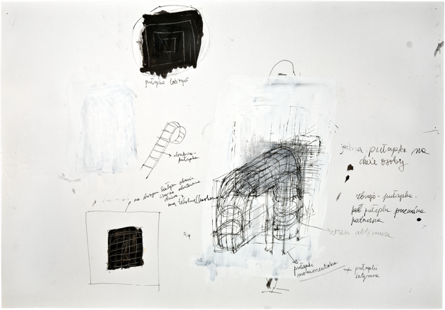 Fils de fer 5, 2007, 50 x 72 cm, encre et acrylique sur carton