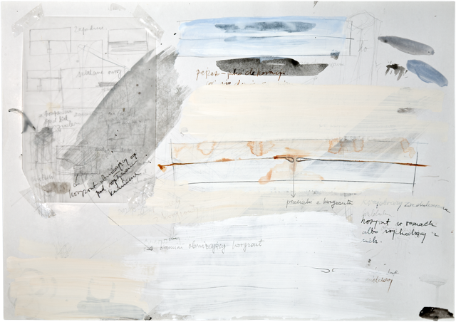 Fils de fer 7, 2007, 50,8 x 72 cm, calque, encre et acrylique sur carton
